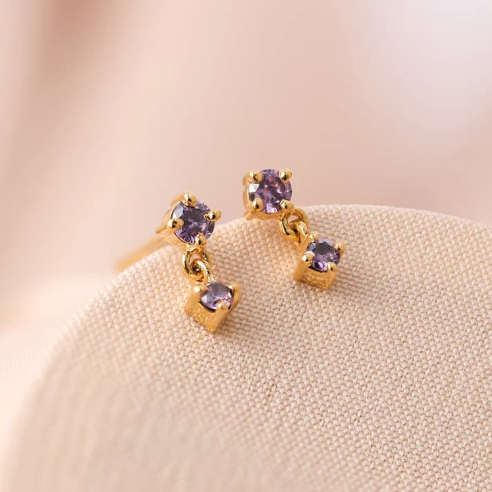 Dainty Birthstone Drop Earrings